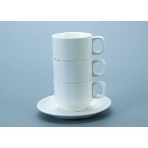 SGS White Stackable Ceramic Mug Cup With Handle