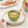 Buy cheap Nordic Luxury Style Ceramic Tableware Set Emerald Green With Gold Rim from wholesalers