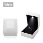 White Piano Finish LED Jewelry Ring Packaging Box Lighted
