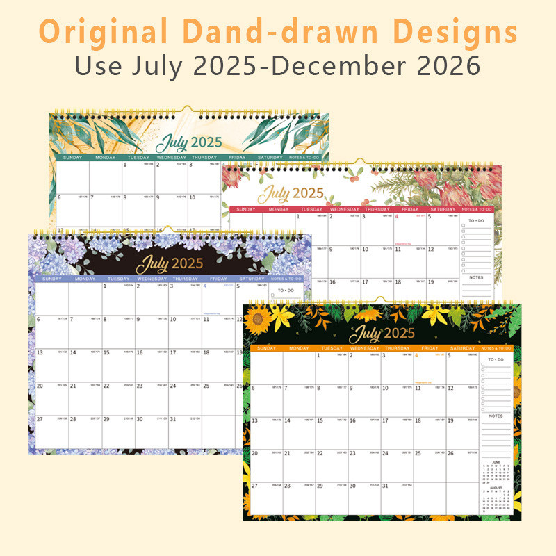End Month December Custom Wall Calendar in Retangle Design Glossy Paper Type