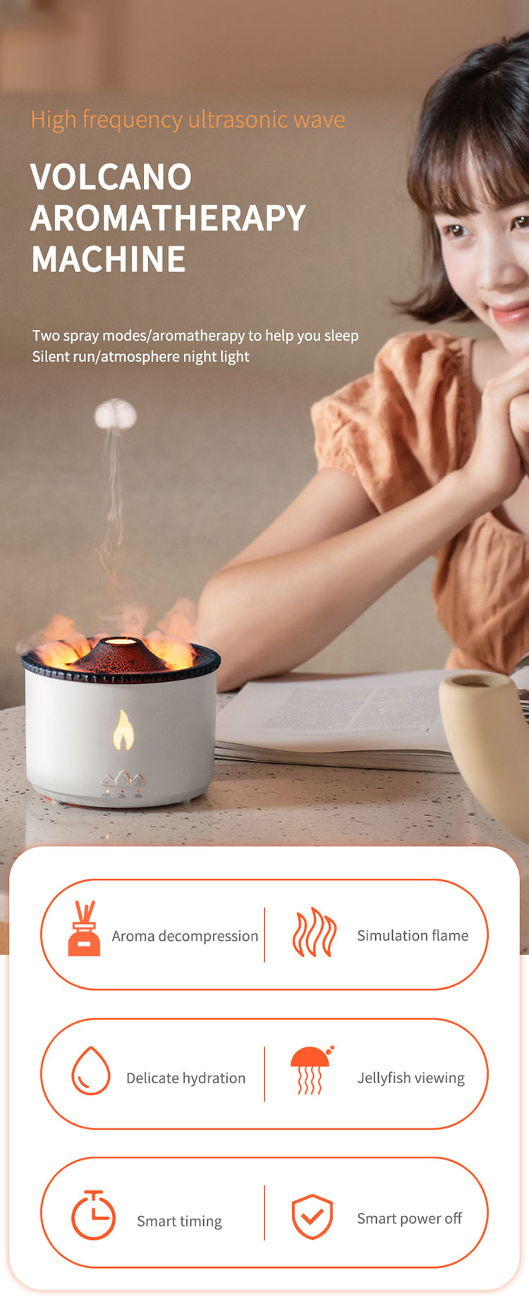 Newest Luxury Volcanic Flame Aroma Diffuser Oil Aroma 360 Diffuser Ultrasonic Scent Machine 3d Fire Flame Aroma Diffuser