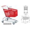 Buy cheap plastic trolley ,supermarket basket with wheels,plastic shopping trolley baskets from wholesalers