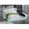 Buy cheap Optional Size White Faux Leather Gas Lift Upholstered Bed Upholstered Frame With Storage and Led from wholesalers