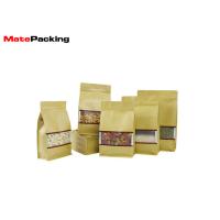 Buy cheap Clear Window Flat Brown Kraft Paper Bags Zipper Foil Lined 0.12mm Thickness For product