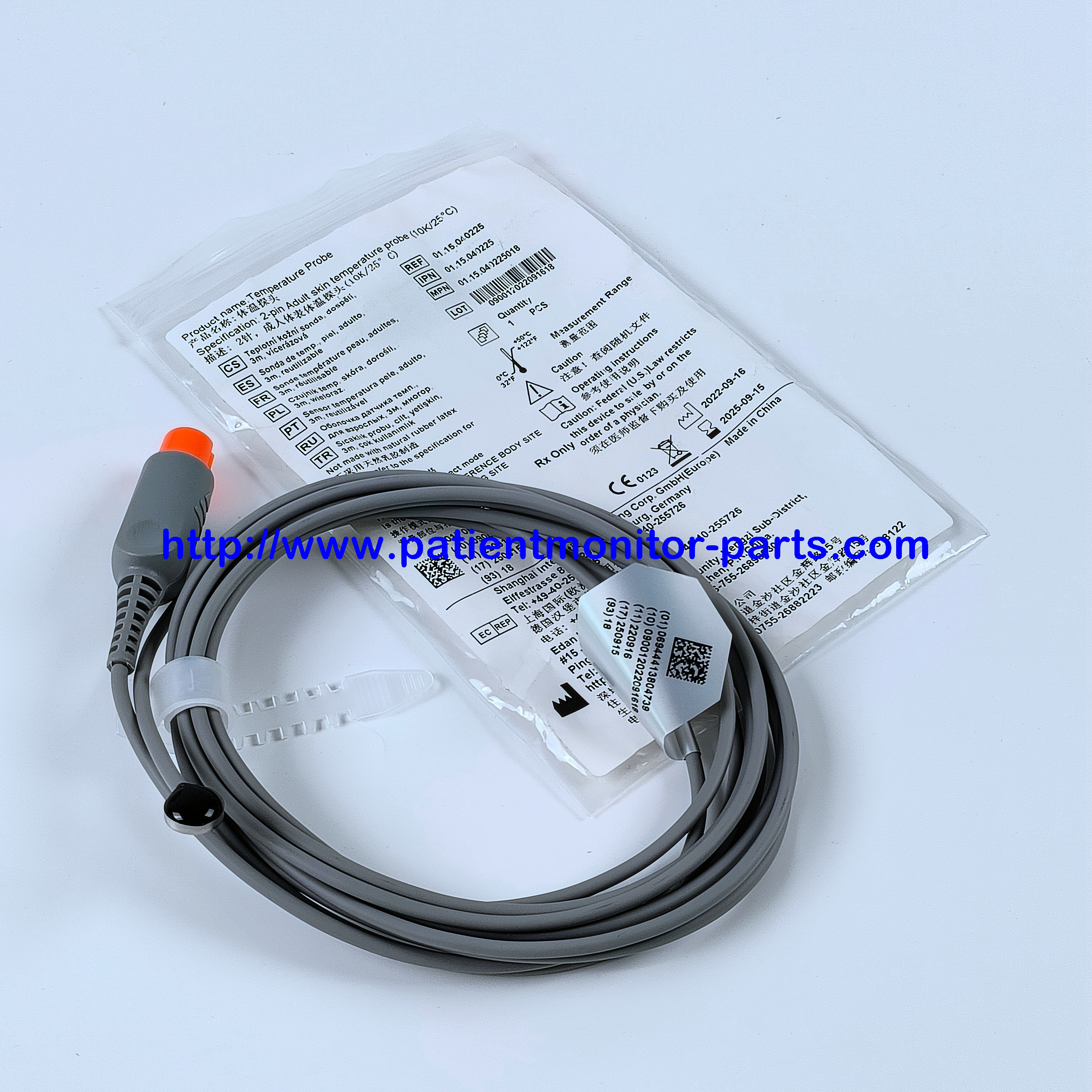 EDAN 2-Pin Adult Skin Temperture Probe（10/25℃）REF:01.05.040225 MPN:01.05.040225018