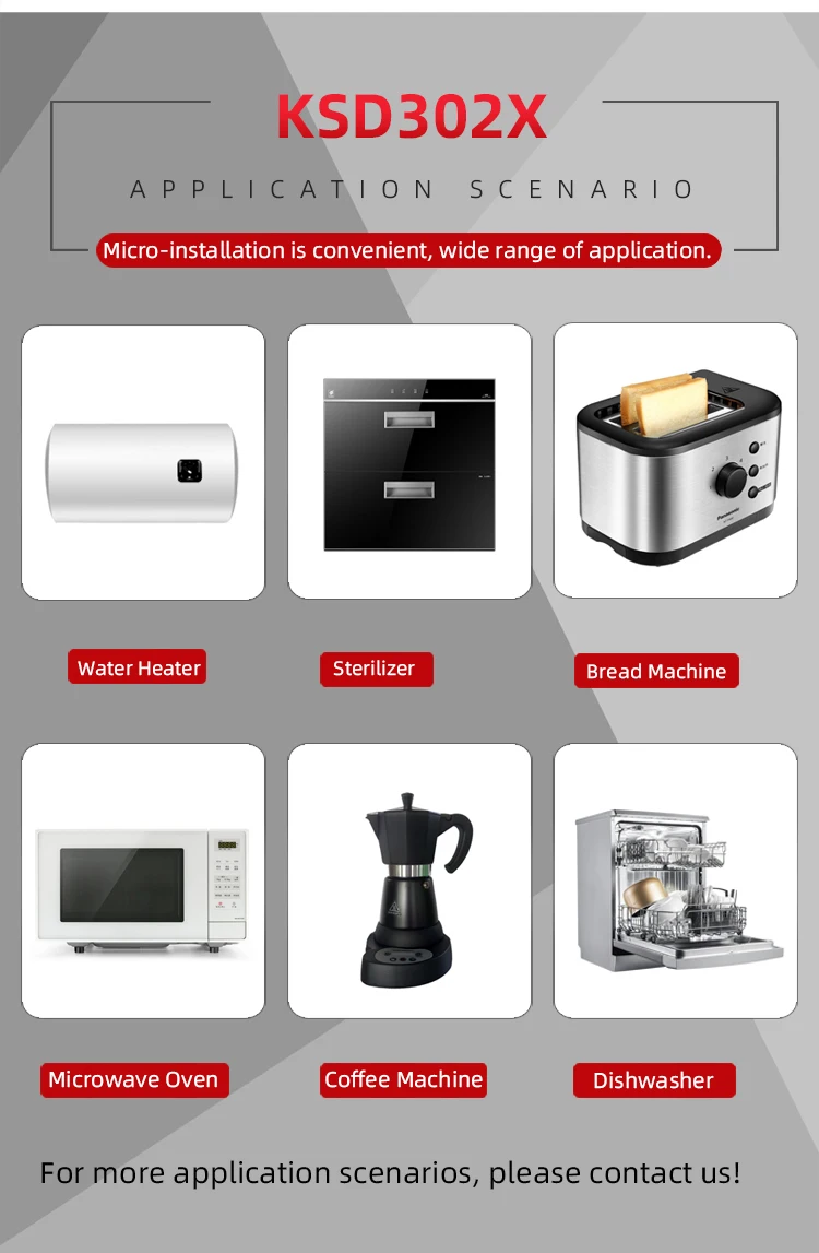 Industrial HCET KSD302 Bi Metal Temperature Switch Snap Action Thermostat Thermal Cutoff Switch