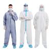 Buy cheap Waterproof Cleanroom Disposable Working Coverall Blue Stripe Chemical Protective from wholesalers