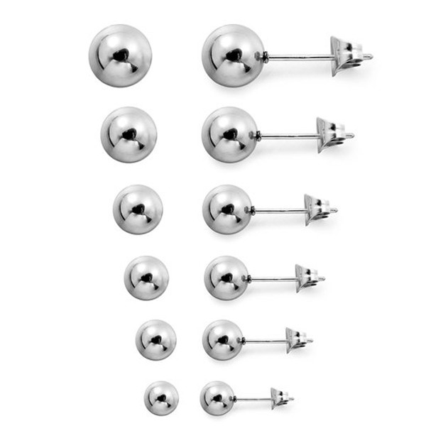 Fashion Jewelry Earrings Stainless Steel Round Ball Stud Earrings 4-10mm