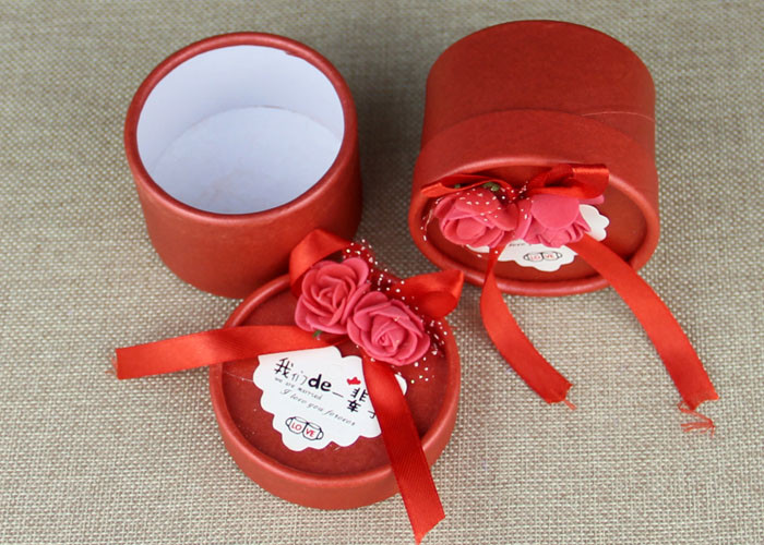 Custom Labeling Red Wedding Ribbon Mini Carboard Paper Cans Packaging