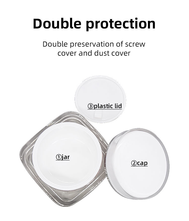 Square Acrylic Double Wall Cosmetic Skincare Cream Jar 100g Od 87mm