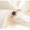Buy cheap Black Shell Finger Ring Star Shape Design Rose Golden Ring for Girs Stainless Steel Diamond Ring from wholesalers