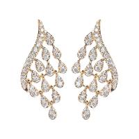Buy cheap 18K Gold Feather Diamond Stud Earrings 2.0g Art Deco Engagement Earring product