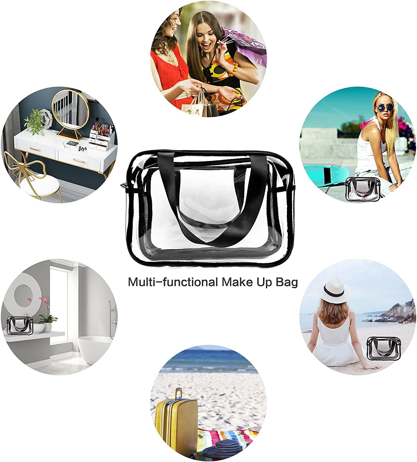 Transparent Makeup Bag Toiletry Bag Large size Transparent Travel Bag Waterproof Transparent Makeup Bag