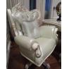 Buy cheap White Frame Luxury Swivel Chairs Full Solid Wood With Green Leather Material from wholesalers