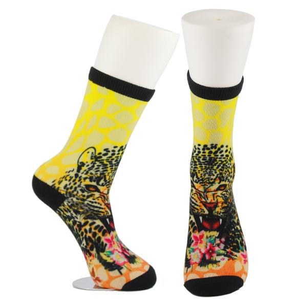 Buy cheap Yellow Anti Slip Custom Printed Socks , Eco - Friendly Soft Cute Printed Socks from wholesalers