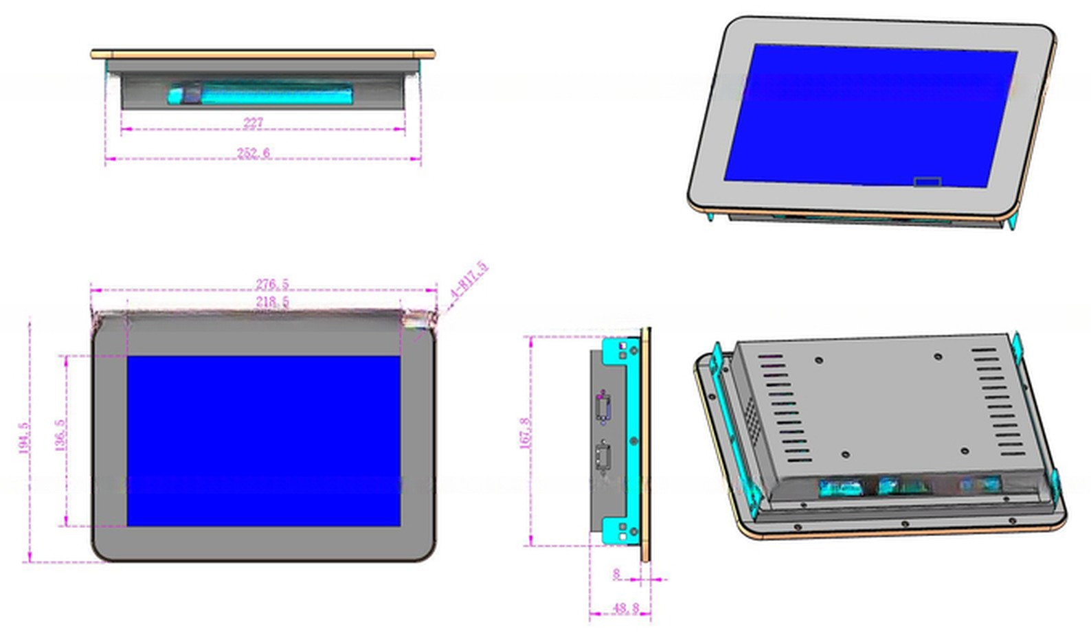 10 Inch LCD Rack Mount Touchscreen Monitor With 12V/24V DC Input