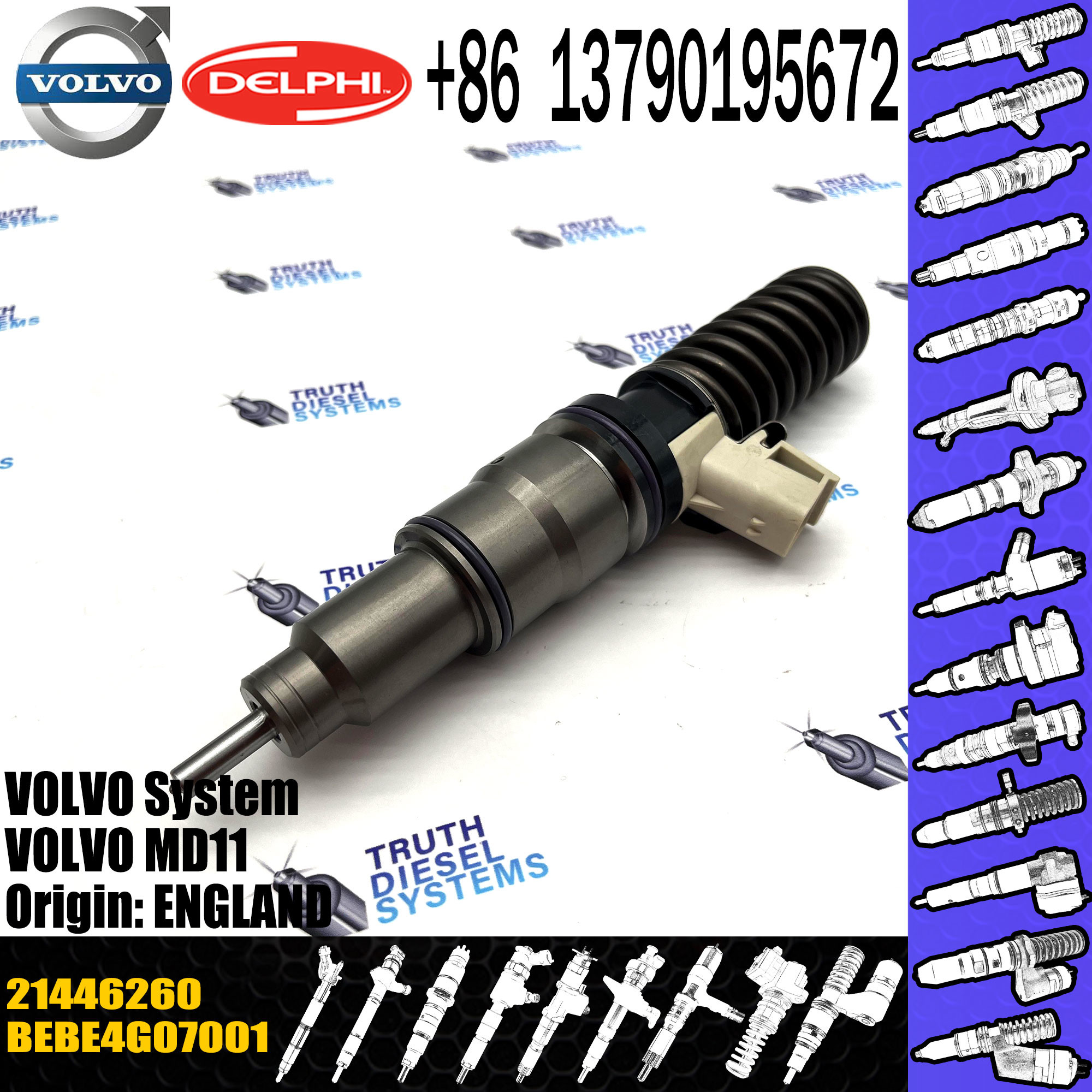 E3.4 MD11 Diesel Engine Electronic Fuel Injection System Unit Injector BEBE4G07001 21446260