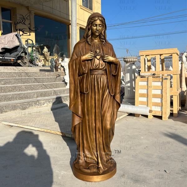 Virgin Mary Bronze Sculpture Statue Life Size Religious Brass Copper Marie Metal