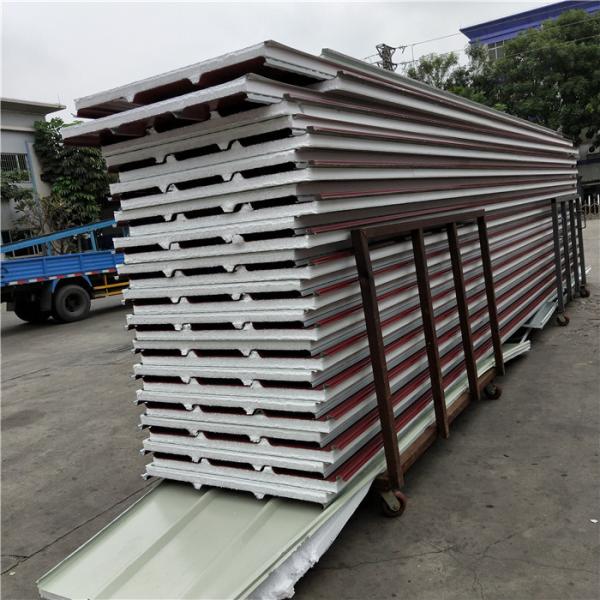 Buy cheap 7250mm length 14kg wine red color steel eps sandwich roof panel 1050-50-0.4mm from wholesalers