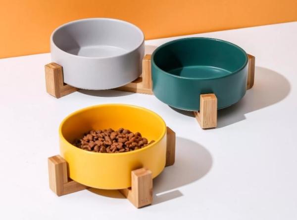 Buy cheap Unique Ceramic Pet Feed Bowl With Wooden Stand Cat Food Drinking Bowl Dish from wholesalers