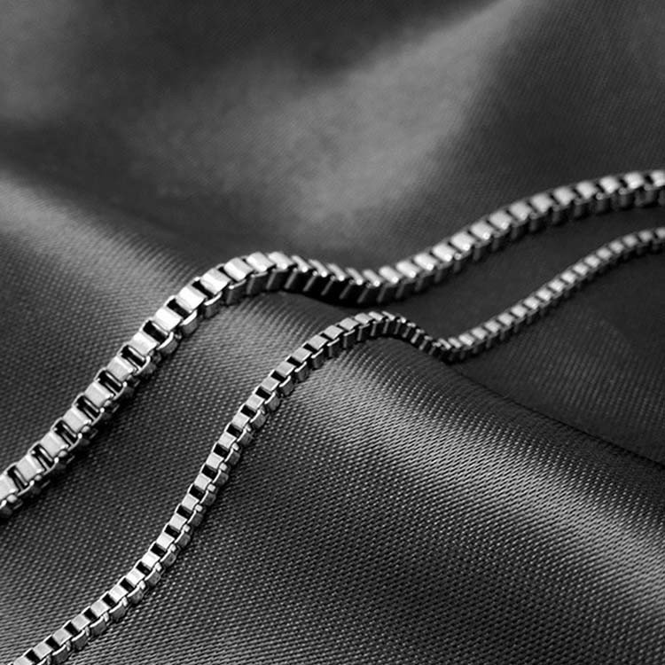 Men's 925 Silver Plated Titanium Stainless Steel Box Chain Necklace (CE496)