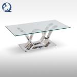 High Gloss 0.216cbm SS Coffee Table 12mm Tempered Glass Center Table