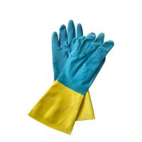 Buy cheap Anti Leakage Neoprene Bicolor Industrial Glove Blue Yellow Chemical Cut product