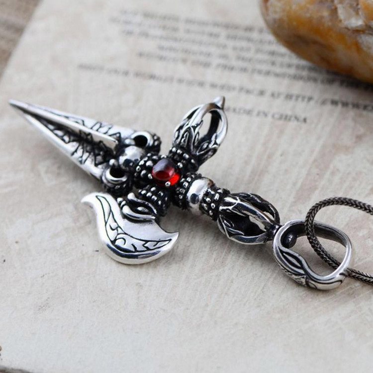 Men's Jewelry Vintage Sword 925 Silver Amulet Pendant Necklace (N046031W)