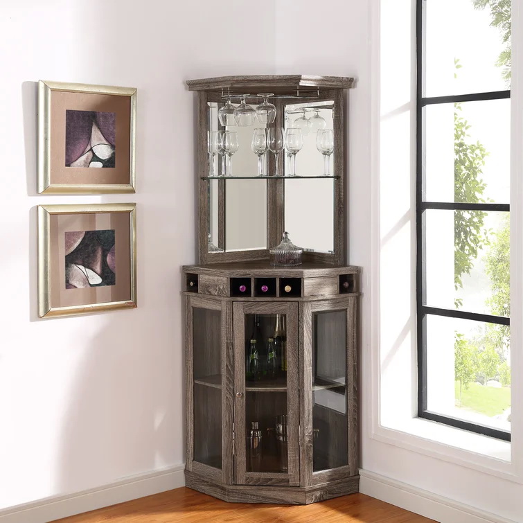 Modern Bar Corner Wine Rack Cabinet Wooden Counter OEM