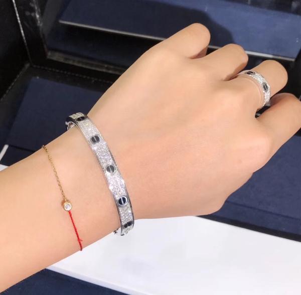 Buy cheap Factory Custom Fine Jewelry 18k White Ogold LOVE Bracelet, Diamond-Paved, Ceramic Bracelet from wholesalers