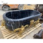 Black Stone Marble Bathroom Bathtub Medusa Bronze Brass Base Bathtubs Luxury