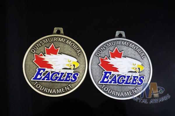 Eagle'S Head Design Metal Awards Medals And Ribbons Sandblasted Effect,Zinc