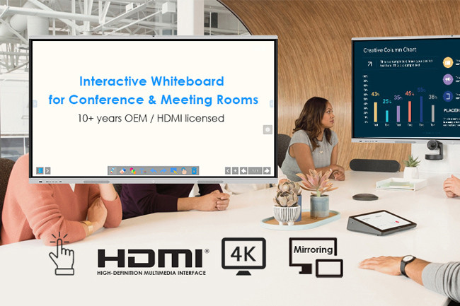 450nit 70 Inch Smart Board Interactive Whiteboard Windows 10 OS