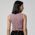 Women 210gsm Workout Vests For Women Tie Up Drawstring Sports T Shirt Top