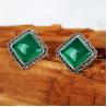 Buy cheap 925 Silver Green Agate Marcasite Stud Earrings Thai Vintage Jewelry (E11062) from wholesalers