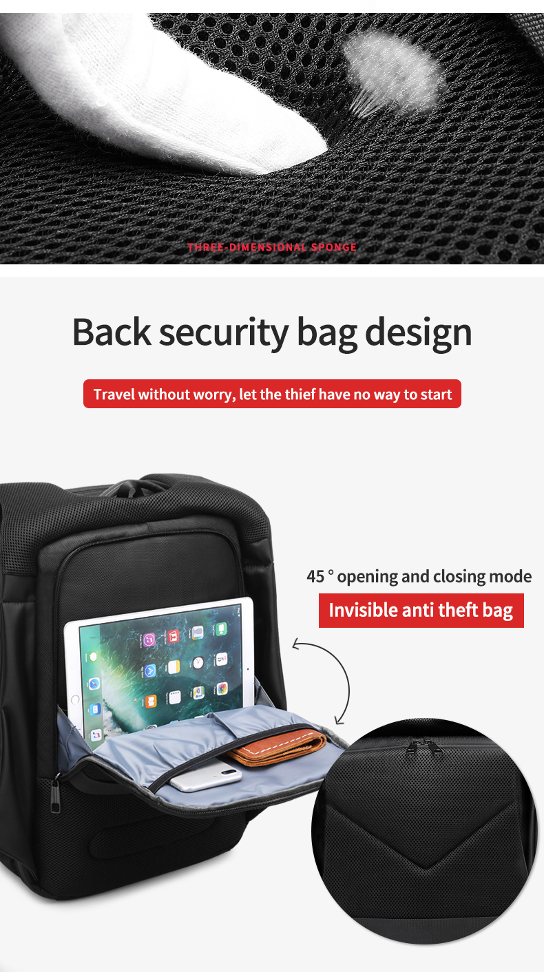 High quality products men's waterproof 17 inch Laptop Backpack Travel Business Backpack