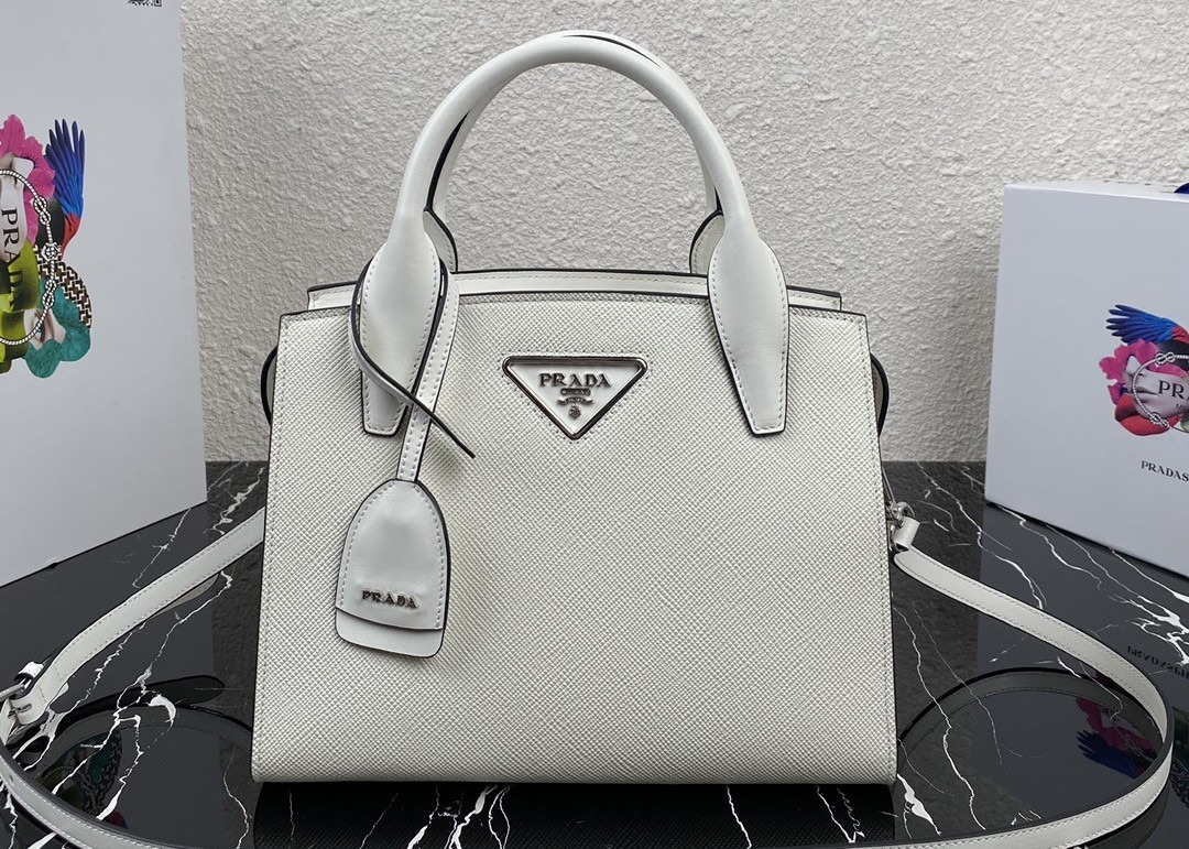 Apricot Adjustable Crossbody Saffiano Leather Handbag Square Shape