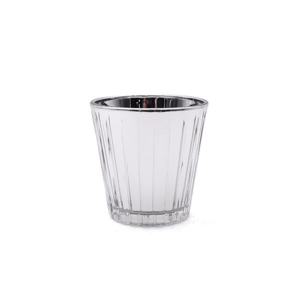 Buy cheap FDA Silver Vertical Striped Glass Candle Cups For Home Decoration from wholesalers