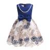 Buy cheap O-Neck Satin Girl Dress Embroidered Mesh Dress Dark Blue Pearl Necklace Dresses Disfraz Rapunzel Niña Enfant Girls Winte from wholesalers