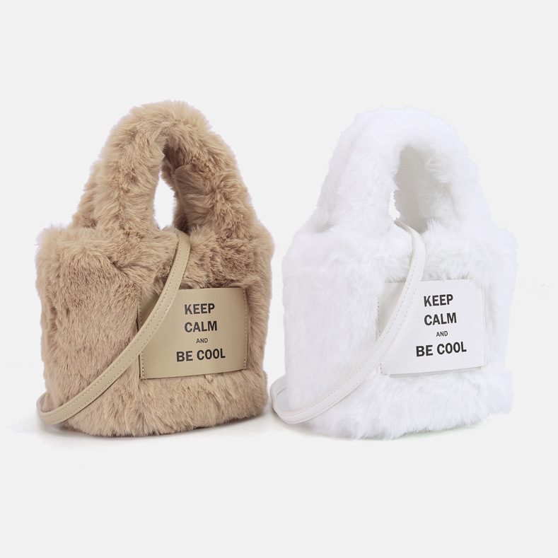 Fashion Winter Warm Plush Tote Bags For Women Shoulder Crossbody Bags Trend Designer Fluffy Faux Fur Handbags and Purses