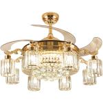 Modern LED Crystal Ceiling Fan Light , Invisible Acrylic Blade Ceiling Fan