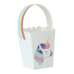 250gsm Whitecard Unicorn Flat Candy Paper Bag With Rainbow Handle