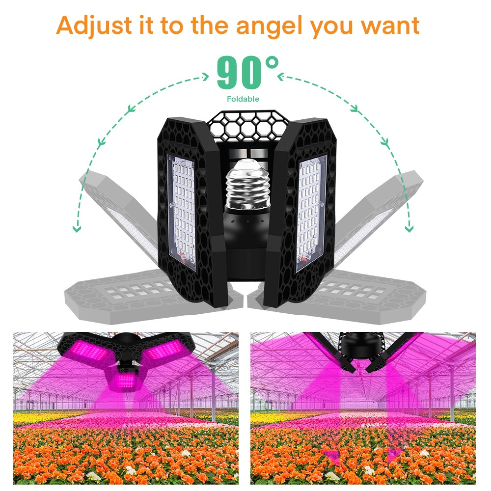Foldable E27 E26 8000lm LED Grow Light For Seedlings Flower Hydroponic
