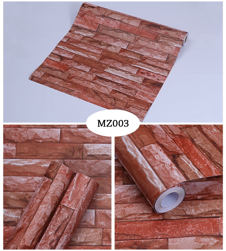 Interior 3D Wall Stickers Waterproof 5M 3D Wallpaper Brick Stone Rustic Effect