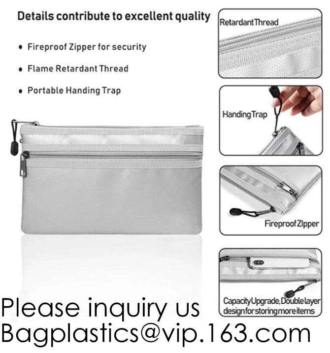 Documents, Folders, Superior Fireproof Safe Protection,A4 Fireproof Document Holder Case Fire Resistant Money Purse Pack