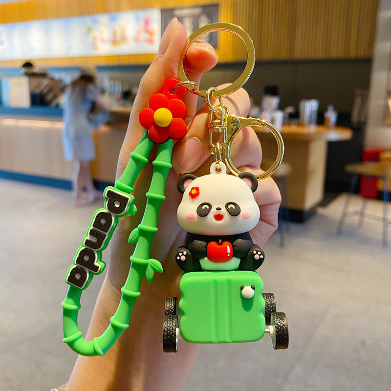 Silicone Keychain Pendants For Purse , Cute Panda Keychain Charms
