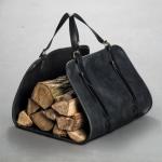 Scratch Resistant Firewood Carry Bag , Side Open Design Leather Log Bag