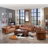 Buy cheap Tan Faux Leather Chesterfield Sofa With Wood Legs from wholesalers