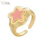 Star type Gold Plated Y2k Rings Colorful Enamel Open Women Jewelry