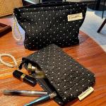 POLKA DOT BLACK MAKEUP BAG SWEET SKINCARE STORAGE BAG CARRYING PORTABLE COIN
